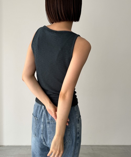 CANAL JEAN（キャナルジーン）の「El mar　ボートネックリブタンクトップ（タンクトップ・レディース・ネイビー/ホワイト/ブラック/グレー/クリーム・ONE SIZE）」の9枚目の写真