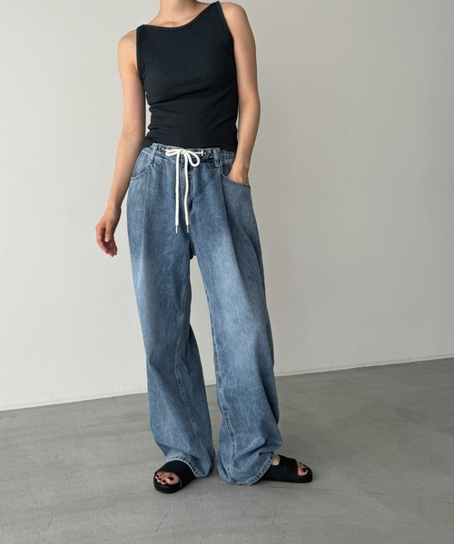 CANAL JEAN（キャナルジーン）の「El mar　ボートネックリブタンクトップ（タンクトップ・レディース・ネイビー/ホワイト/ブラック/グレー/クリーム・ONE SIZE）」の10枚目の写真