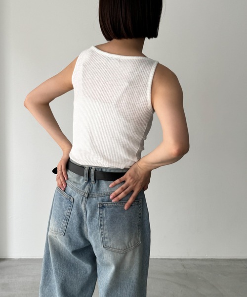 CANAL JEAN（キャナルジーン）の「El mar　ボートネックリブタンクトップ（タンクトップ・レディース・ネイビー/ホワイト/ブラック/グレー/クリーム・ONE SIZE）」の21枚目の写真