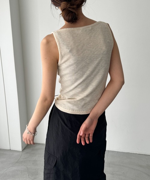 CANAL JEAN（キャナルジーン）の「El mar　ボートネックリブタンクトップ（タンクトップ・レディース・ネイビー/ホワイト/ブラック/グレー/クリーム・ONE SIZE）」の18枚目の写真