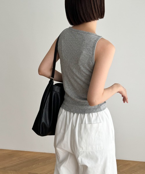 CANAL JEAN（キャナルジーン）の「El mar　ボートネックリブタンクトップ（タンクトップ・レディース・ネイビー/ホワイト/ブラック/グレー/クリーム・ONE SIZE）」の15枚目の写真