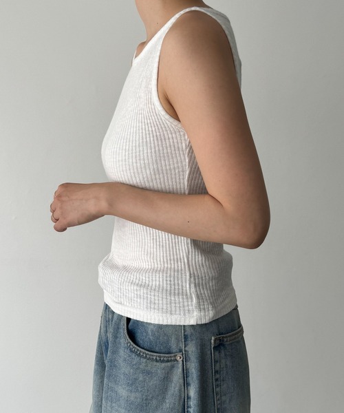 CANAL JEAN（キャナルジーン）の「El mar　ボートネックリブタンクトップ（タンクトップ・レディース・ネイビー/ホワイト/ブラック/グレー/クリーム・ONE SIZE）」の12枚目の写真
