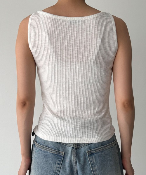 CANAL JEAN（キャナルジーン）の「El mar　ボートネックリブタンクトップ（タンクトップ・レディース・ネイビー/ホワイト/ブラック/グレー/クリーム・ONE SIZE）」の13枚目の写真