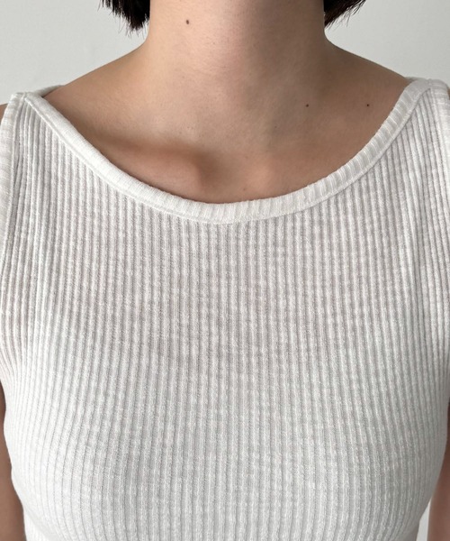 CANAL JEAN（キャナルジーン）の「El mar　ボートネックリブタンクトップ（タンクトップ・レディース・ネイビー/ホワイト/ブラック/グレー/クリーム・ONE SIZE）」の6枚目の写真