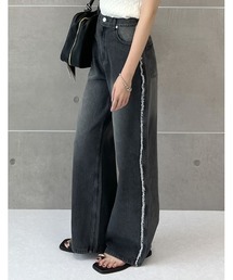 Re:EDIT | [神山まりあさん着用][2024 SUMMER COLLECTION][低身長/高身長サイズ有]サイドフリンジワイドストレートデニム(デニムパンツ)