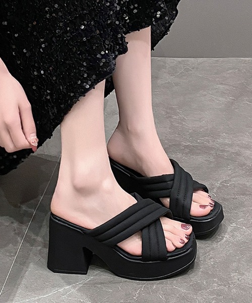 【美品/完売品】 YELLO SILVER FANG PLATFORM サンダル THROW by SLY | 【THROW】SQUARE TOE PLAT FORM サンダル