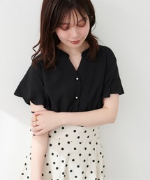 natural couture | 麻調合繊フリル袖ブラウス(シャツ/ブラウス)
