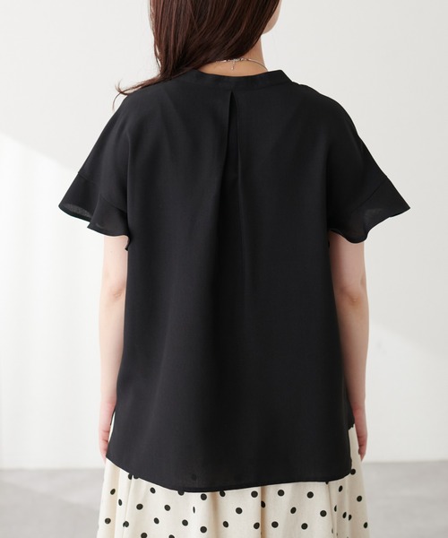 natural couture（ナチュラルクチュール）の「麻調合繊フリル袖ブラウス（シャツ/ブラウス・レディース・その他1/イエロー/ブラック/サックスブルー/ライトベージュ/ピンク・FREE）」の19枚目の写真