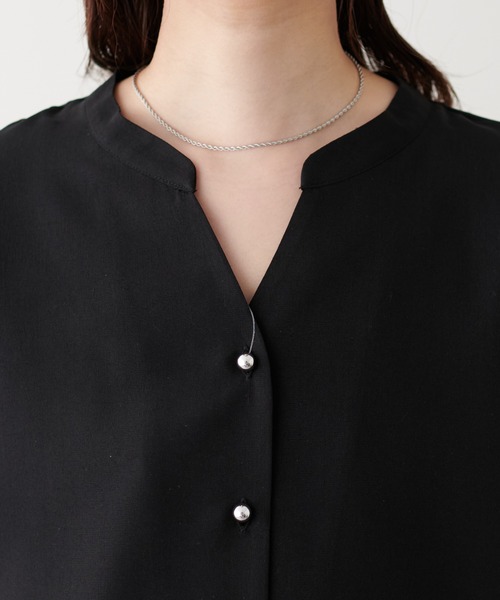 natural couture（ナチュラルクチュール）の「麻調合繊フリル袖ブラウス（シャツ/ブラウス・レディース・その他1/イエロー/ブラック/サックスブルー/ライトベージュ/ピンク・FREE）」の20枚目の写真