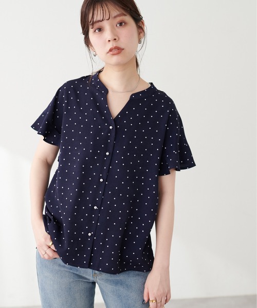 natural couture（ナチュラルクチュール）の「麻調合繊フリル袖ブラウス（シャツ/ブラウス・レディース・その他1/イエロー/ブラック/サックスブルー/ライトベージュ/ピンク・FREE）」の13枚目の写真