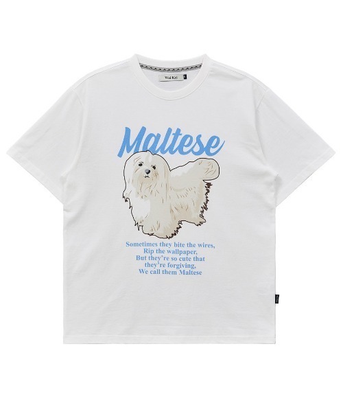 WaiKei(ワイケイ)の「A'GEM/9 × .kom 『WaiKei/ワイケイ』 Maltese illustration half Sleeve T-shirt /マルチーズ イラスト半袖カットソー(Tシャツ/カットソー・レディース・ホワイト/ネイビー/ライトブルー/オフホワイト・M/26(40)/25(38)/24(36))」の6枚目の写真