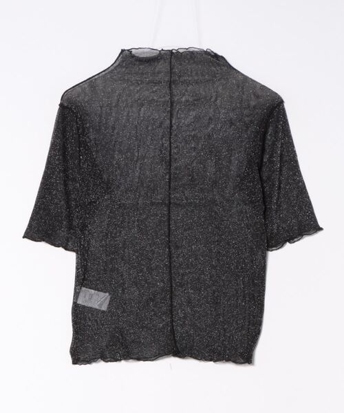 and it_（アンドイット）の「ラメチュールボトルネック半袖プルオーバー（Tシャツ/カットソー・レディース・ブラック/オフホワイト/シルバー・M）」の4枚目の写真