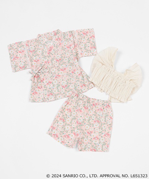 petit main（プティマイン）の「【サンリオキャラクターズ】甚平（浴衣・キッズ・レッド/オフホワイト/ライトピンク・80ｃｍ/90cm/110cm/100cm/120cm/130cm）」の6枚目の写真