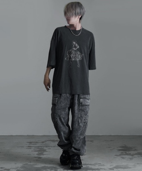 SILVER BULLET(シルバーバレット)の「『CavariA/キャバリア』ケミカルワイドカーゴパンツ(デニムパンツ・メンズ・ブラック/ブルー・L/M)」の6枚目の写真