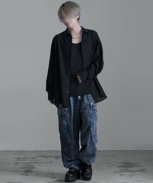 SILVER BULLET(シルバーバレット)の「『CavariA/キャバリア』ケミカルワイドカーゴパンツ(デニムパンツ・メンズ・ブラック/ブルー・L/M)」の10枚目の写真