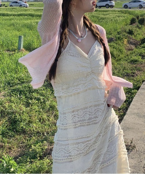 gossip！ロサンゼルス（ゴシップロサンゼルス）の「フェミニン　レース レイヤード ティアードキャミワンピース（ワンピース・レディース・オフホワイト・S/M/L）」の4枚目の写真