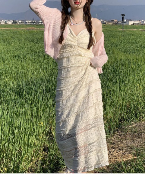 gossip！ロサンゼルス（ゴシップロサンゼルス）の「フェミニン　レース レイヤード ティアードキャミワンピース（ワンピース・レディース・オフホワイト・S/M/L）」の6枚目の写真