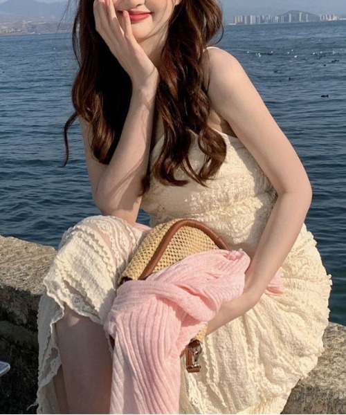 gossip！ロサンゼルス（ゴシップロサンゼルス）の「フェミニン　レース レイヤード ティアードキャミワンピース（ワンピース・レディース・オフホワイト・S/M/L）」の7枚目の写真