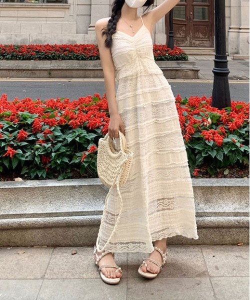 gossip！ロサンゼルス（ゴシップロサンゼルス）の「フェミニン　レース レイヤード ティアードキャミワンピース（ワンピース・レディース・オフホワイト・S/M/L）」の12枚目の写真