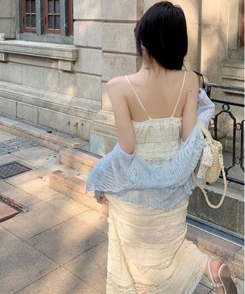 gossip！ロサンゼルス（ゴシップロサンゼルス）の「フェミニン　レース レイヤード ティアードキャミワンピース（ワンピース・レディース・オフホワイト・S/M/L）」の13枚目の写真