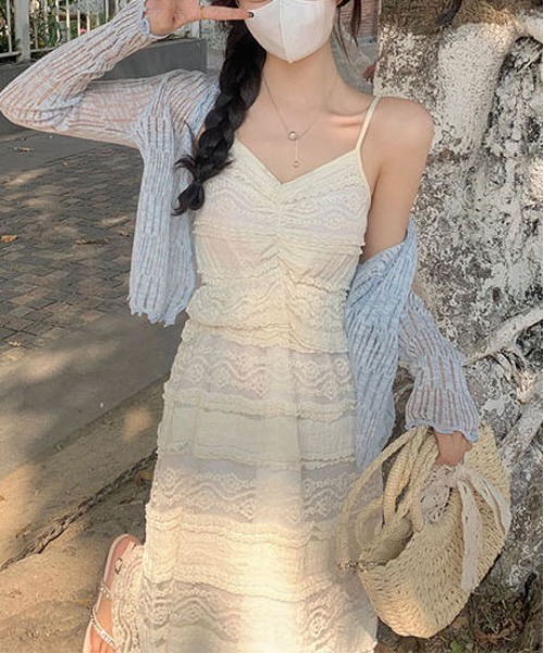 gossip！ロサンゼルス（ゴシップロサンゼルス）の「フェミニン　レース レイヤード ティアードキャミワンピース（ワンピース・レディース・オフホワイト・S/M/L）」の15枚目の写真