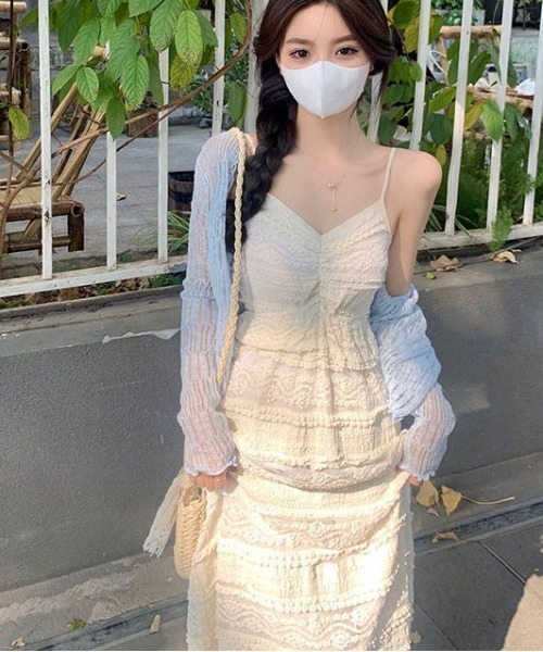 gossip！ロサンゼルス（ゴシップロサンゼルス）の「フェミニン　レース レイヤード ティアードキャミワンピース（ワンピース・レディース・オフホワイト・S/M/L）」の18枚目の写真