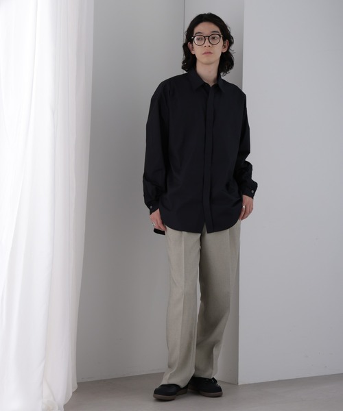 ZOZO限定】タイプライター比翼仕立てレギュラーカラー長袖シャツ