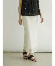 Openwork knit tight skirt
