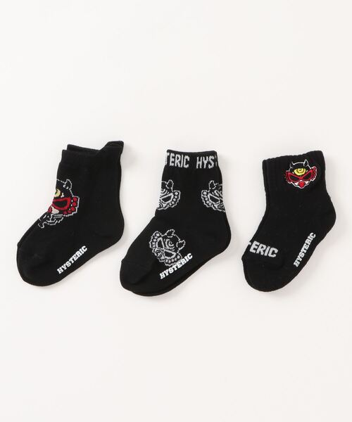 HYSTERIC MINI(ヒステリックミニ)の「DEVILKIN BABY 3Pソックス(ソックス/靴下・キッズ・マルチ/ホワイト/ブラック・11/9/13)」の3枚目の写真