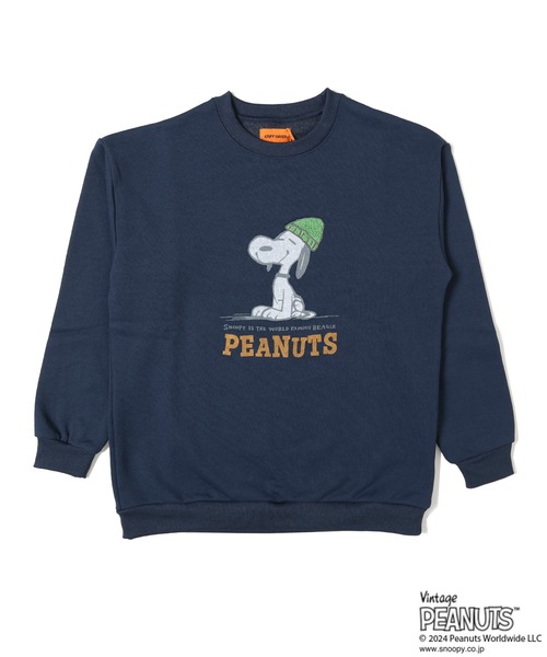 KRIFF MAYER（クリフメイヤー）の「裏起毛クルー(スヌーピー)（スウェット・キッズ・ネイビー/オレンジ/グレー/カラフル/ナチュラル・170/160/150/140/130/120）」の4枚目の写真