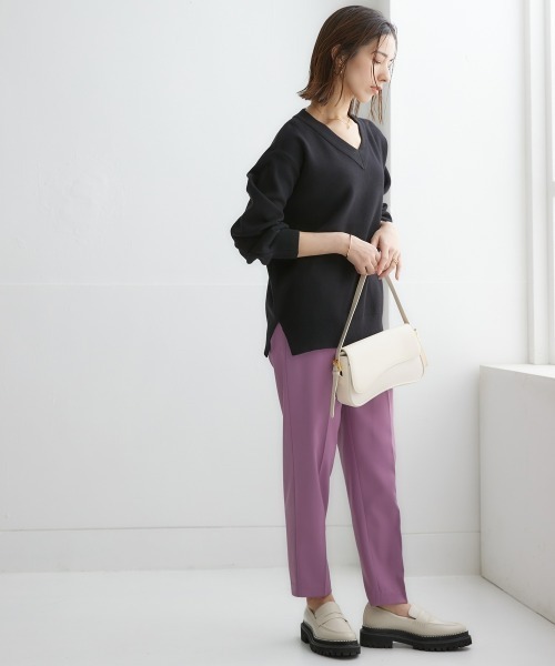 nissen（ニッセン）の「スウェットライクVネックニット（ニット/セーター・レディース・ベージュ系/ネイビー/モカ/ロイヤルブルー/パープル系/杢グレー/ライラック系/ブラック/レッド/オートミール・LL/L/M/S）」の19枚目の写真