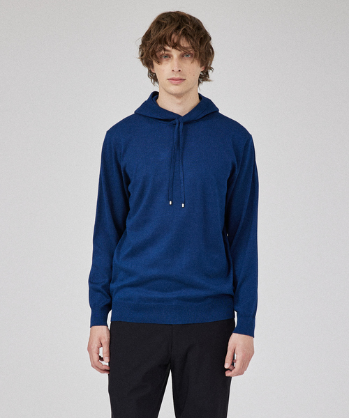 DESIGNWORKS(デザインワークス)の「【カシミヤタッチ】ニット パーカー(パーカー・メンズ・ブルー/アイボリー/ブラック/カーキ/ピンク/グレー・46/48/50)」の5枚目の写真