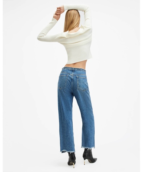 ALLSAINTS（オールセインツ）の「BLAKE FRAYED CROPPED WIDE LEG DENIM JEANS | BLAKE FRAYED クロップド ワイド レッグ デニム ジーンズ（デニムパンツ・レディース・インディゴブルー・24/25/26）」の8枚目の写真