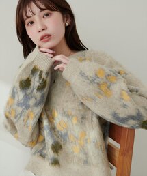 natural couture | 花柄ジャガード起毛ニット(ニット/セーター)