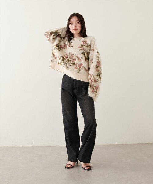 natural couture（ナチュラルクチュール）の「花柄ジャガード起毛ニット（ニット/セーター・レディース・モカ/グレー/アイボリー/ブラック・FREE）」の11枚目の写真