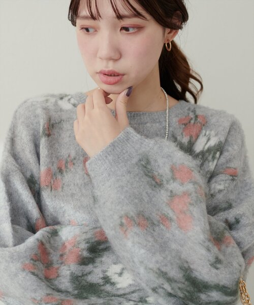ETRO 花柄ニット カシミヤ シルク 総柄 セーター 雪柄ジャカードプルオーバー （ニット・セーター