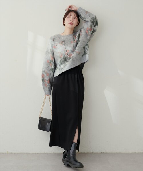 natural couture（ナチュラルクチュール）の「花柄ジャガード起毛ニット（ニット/セーター・レディース・モカ/グレー/アイボリー/ブラック・FREE）」の17枚目の写真