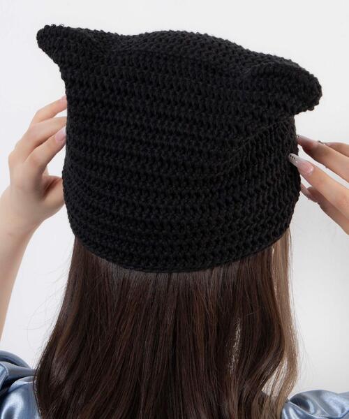 WEGO(ウィゴー)の「WEGO/透かし編みネコミミキャップ(ニットキャップ/ビーニー・レディース・グレー/ブラック/オフホワイト・FREE)」の2枚目の写真