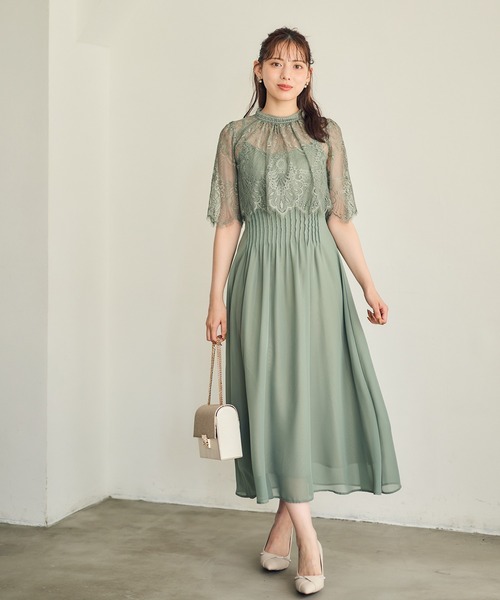 組み合わせ自由】【結婚式】ウエストピンタックフレアワンピース