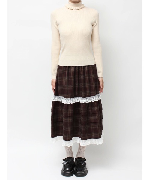 merry jenny（メリージェニー）の「frillリブタートルニット（ニット/セーター・レディース・グレー/ブルー/アイボリー・FREE）」の10枚目の写真