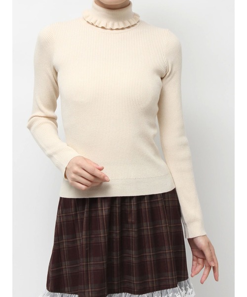 merry jenny（メリージェニー）の「frillリブタートルニット（ニット/セーター・レディース・グレー/ブルー/アイボリー・FREE）」の8枚目の写真