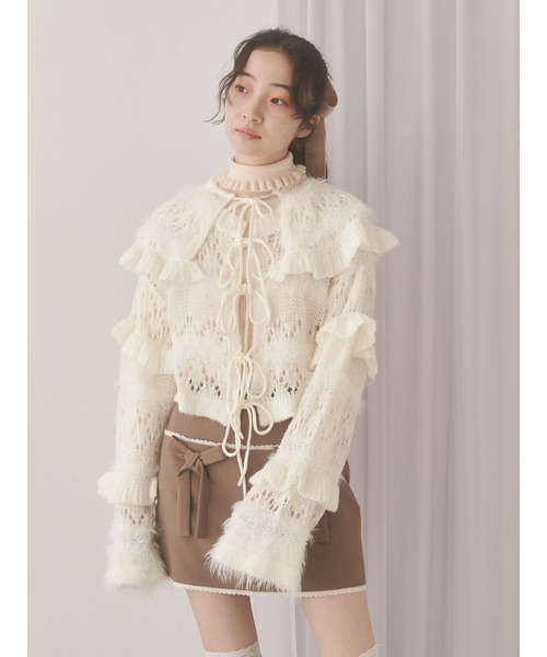 merry jenny（メリージェニー）の「frillリブタートルニット（ニット/セーター・レディース・グレー/ブルー/アイボリー・FREE）」の20枚目の写真