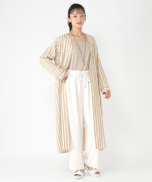 studio CLIP（スタディオクリップ）の「《ウタオ》ストライプロングシャツワンピース（シャツワンピース・レディース・ベージュ/ネイビー・FREE）」の4枚目の写真