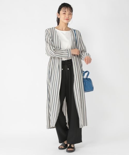 studio CLIP（スタディオクリップ）の「《ウタオ》ストライプロングシャツワンピース（シャツワンピース・レディース・ベージュ/ネイビー・FREE）」の9枚目の写真