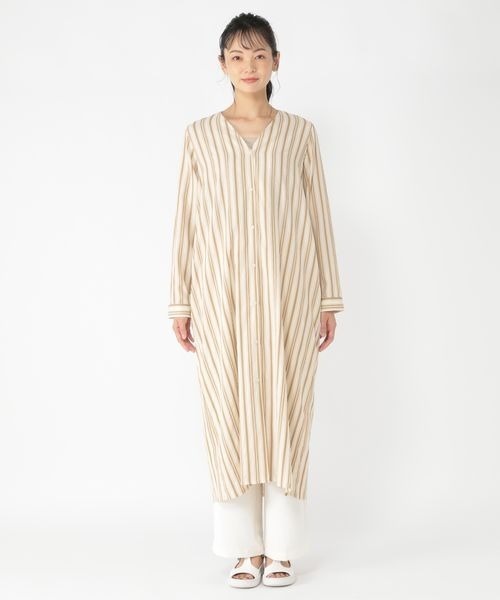 studio CLIP（スタディオクリップ）の「《ウタオ》ストライプロングシャツワンピース（シャツワンピース・レディース・ベージュ/ネイビー・FREE）」の12枚目の写真