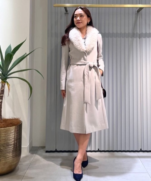 MaxMaraアウトレット●フリンジ付 ベルテッド ワンピ シルク混 セール】 フェイクカラー付き ロゴプリントワンピース （ロング