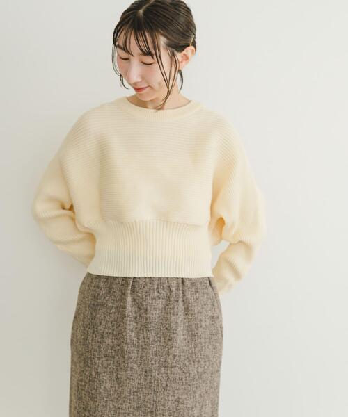 ITEMS URBANRESEARCH(アイテムズ アーバンリサーチ)の「ドルマンリブニットプルオーバー(ニット/セーター・レディース・ブラック/オフホワイト/レッド/ブルー・FREE)」の2枚目の写真