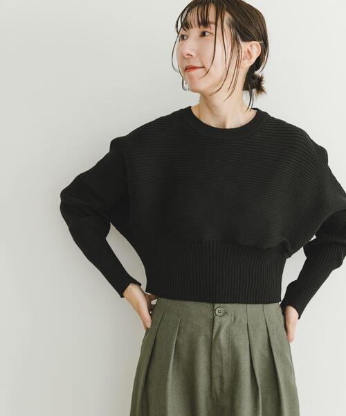 ITEMS URBANRESEARCH(アイテムズ アーバンリサーチ)の「ドルマンリブニットプルオーバー(ニット/セーター・レディース・ブラック/オフホワイト/レッド/ブルー・FREE)」の3枚目の写真