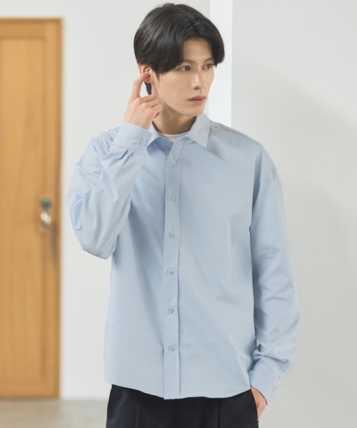 抗しわ吸汗速乾機能性長袖ブロードシャツ（シャツ/ブラウス