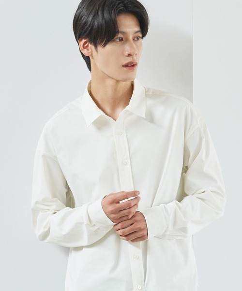 抗しわ吸汗速乾機能性長袖ブロードシャツ（シャツ/ブラウス